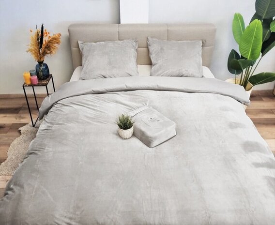 Beau Maison Fluwelen Dekbedovertrek Zilver Velvet/Velours