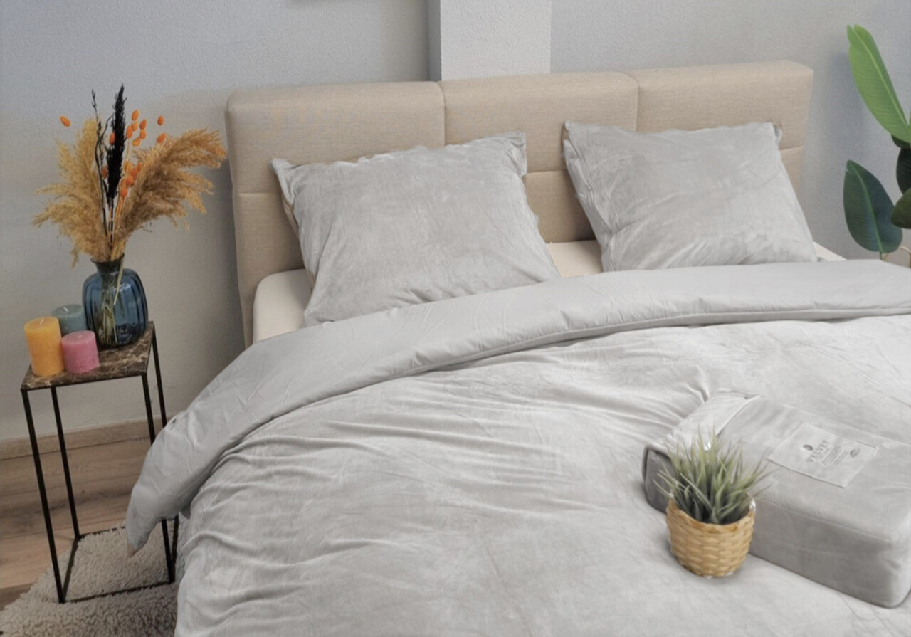 Beau Maison Velvet Duvet Cover Silver Velvet/Velour