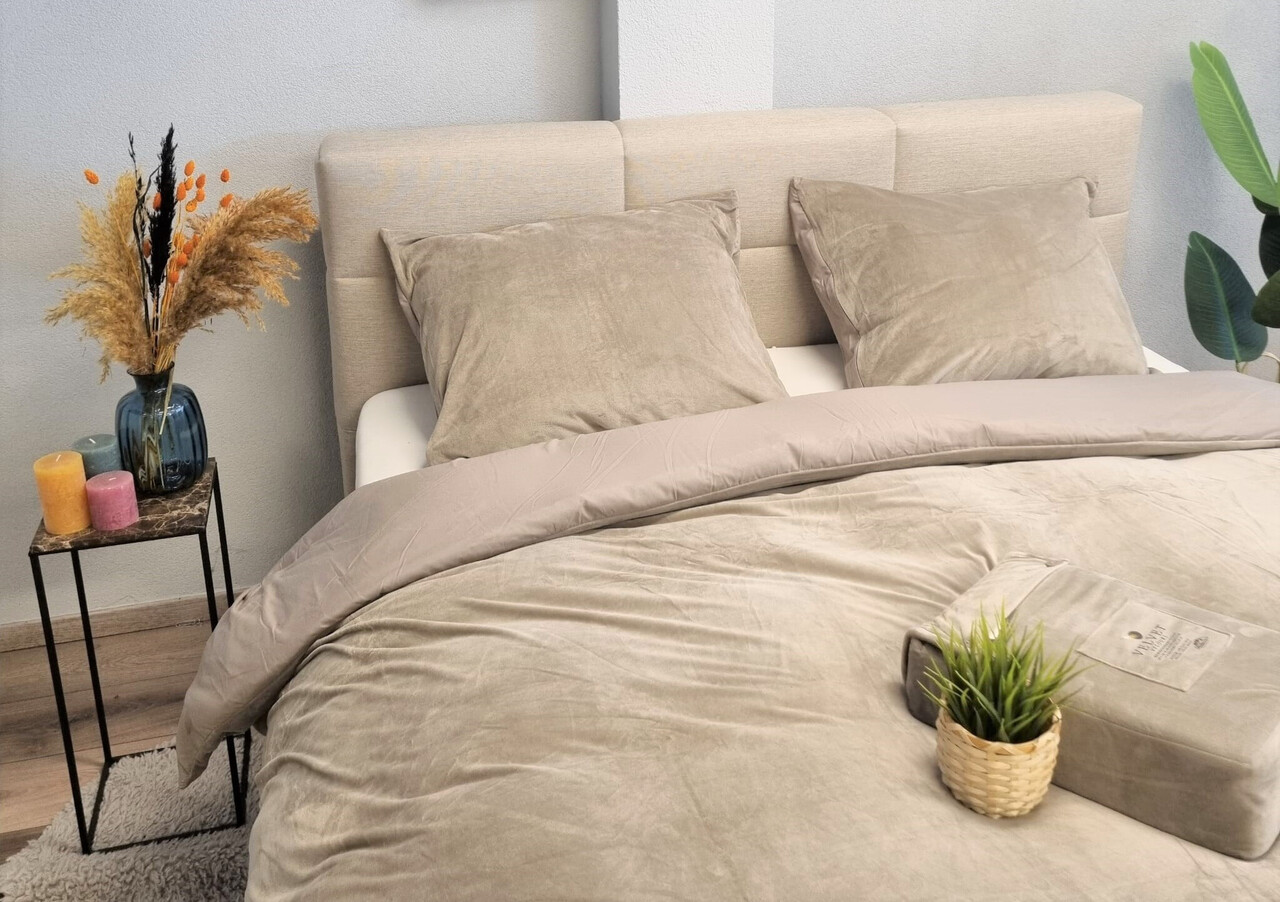 Beau Maison Bettbezug Samt Taupe/Grau