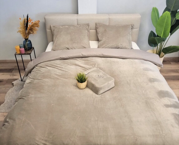 Beau Maison Velvet Duvet Cover Taupe/Grey