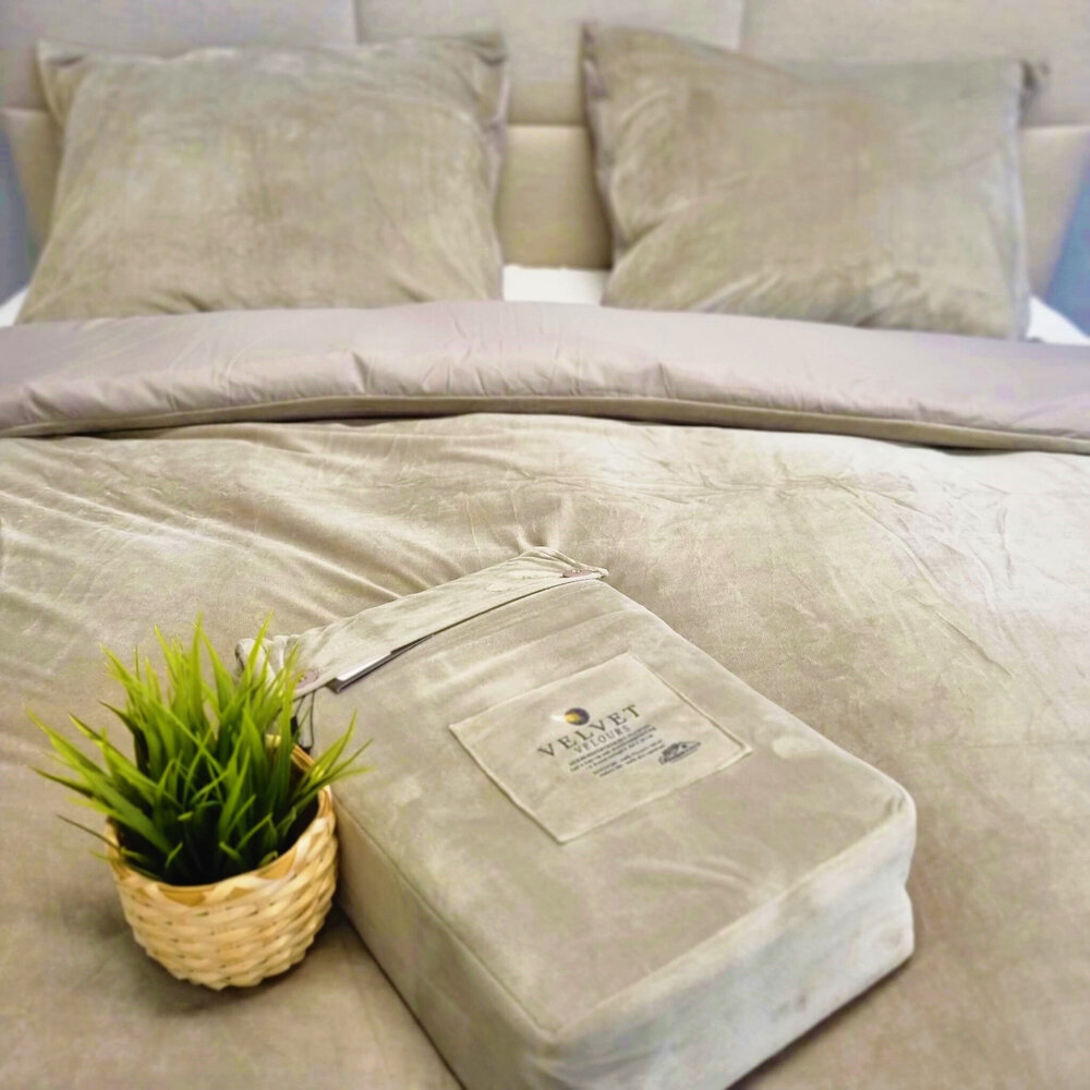 Beau Maison Bettbezug Samt Taupe/Grau