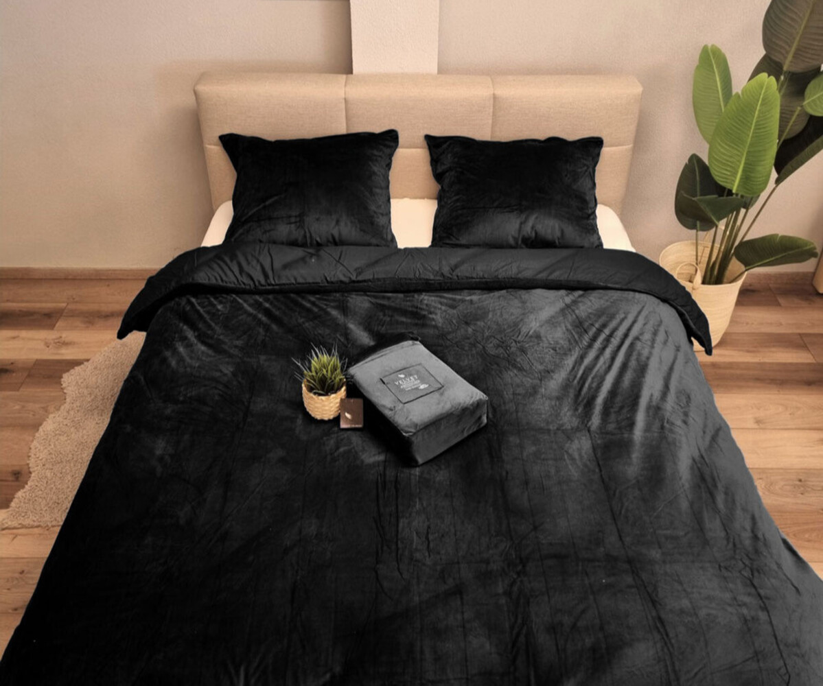 Beau Maison Velvet Duvet Cover Black/Black