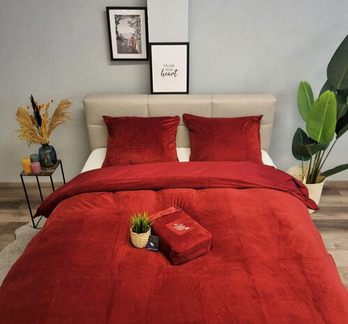 Beau Maison Fluwelen Dekbedovertrek Bordeaux-Rood Velvet/Velours