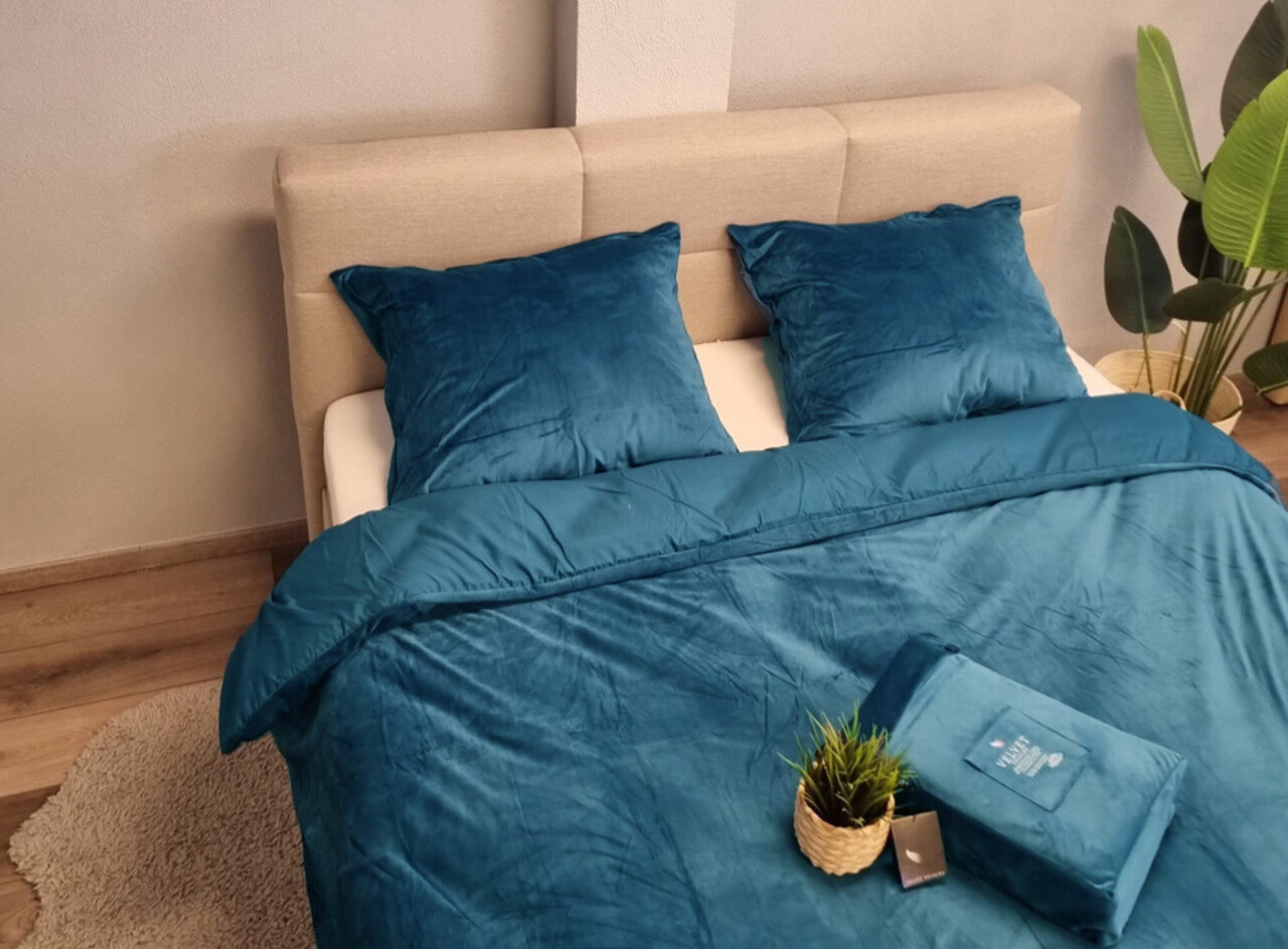 Beau Maison Velvet Duvet Cover Petrol Blue Velvet/Velour