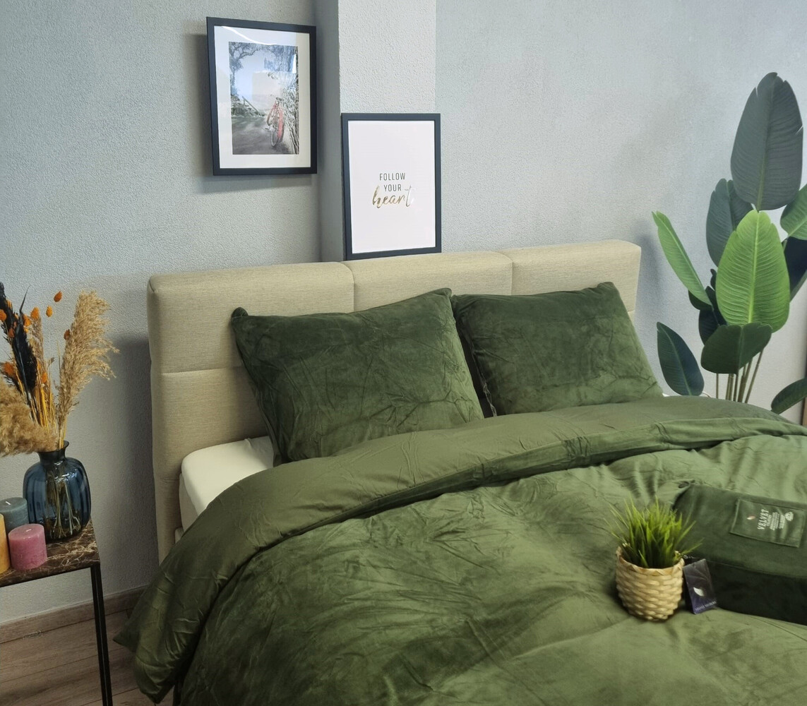 Beau Maison Fluwelen Dekbedovertrek Groen Velvet/Velours Beau Maison Fluwelen Dekbedovertrek Groen Velvet/Velours