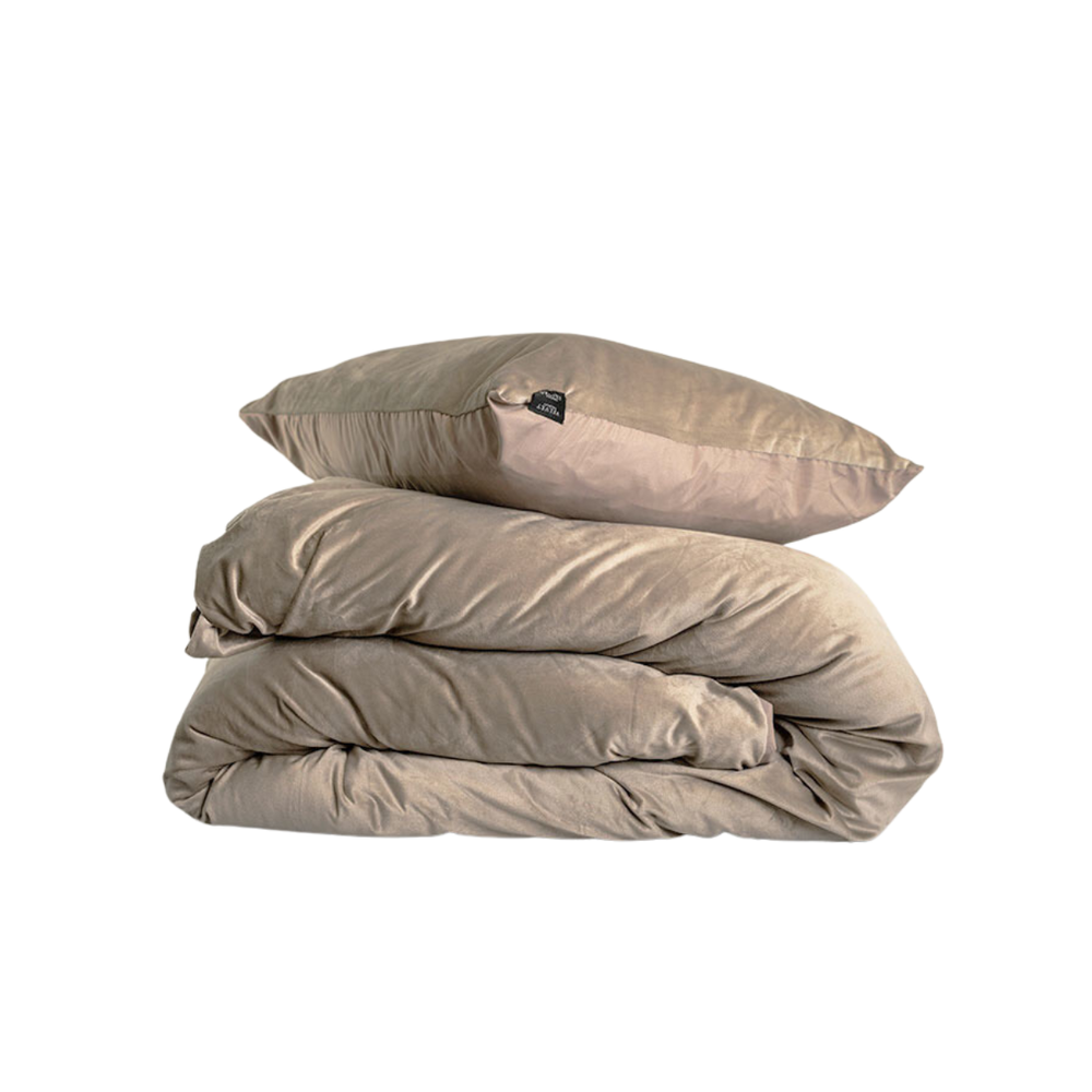 Beau Maison Velvet Duvet Cover Taupe/Grey