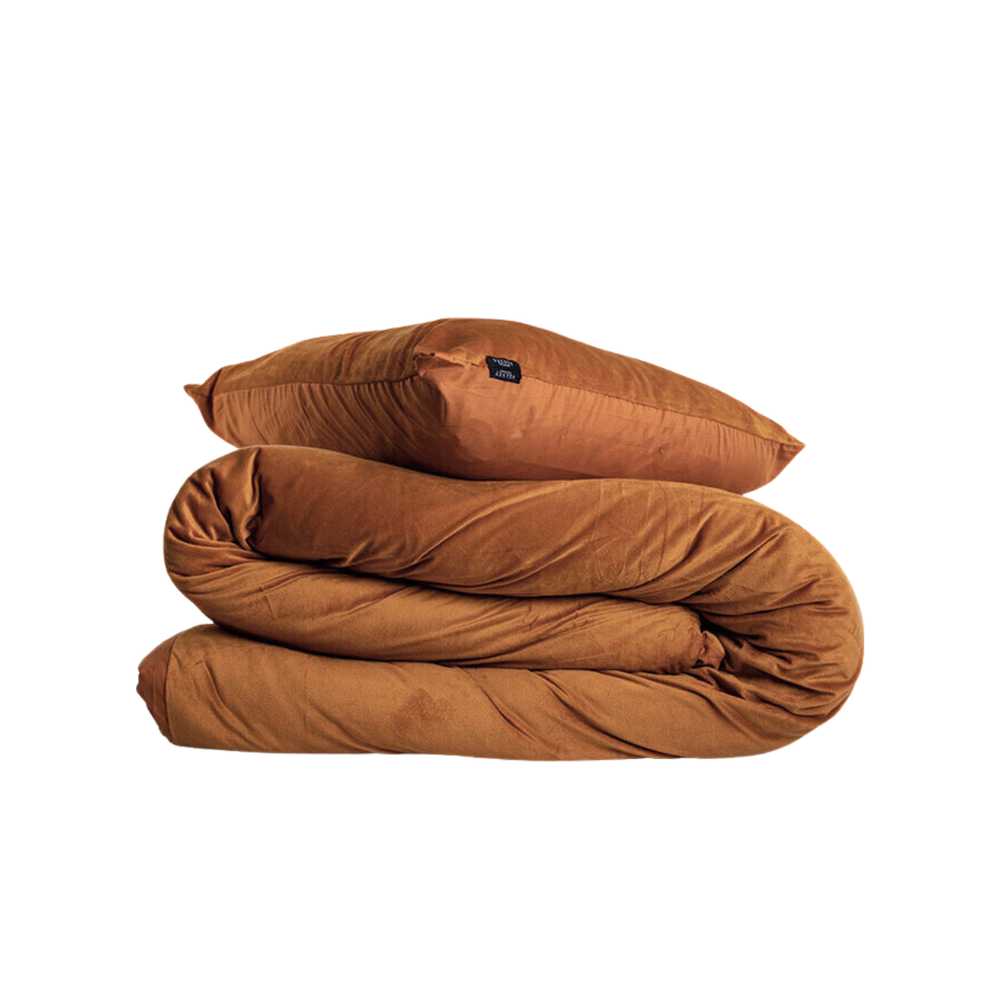 Beau Maison Fluwelen Dekbedovertrek Caramel Latte