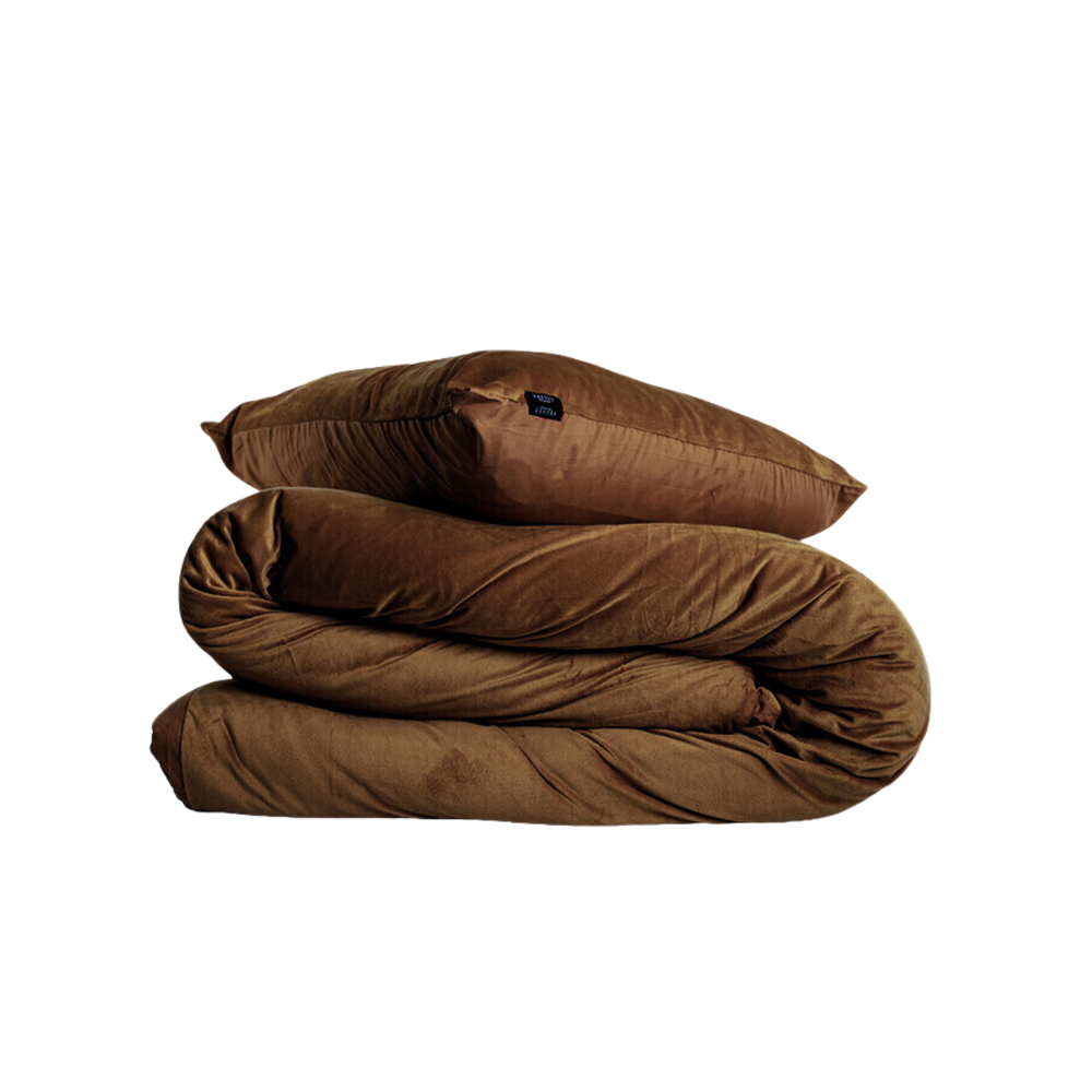 Beau Maison Velvet Duvet Cover Coffee Brown