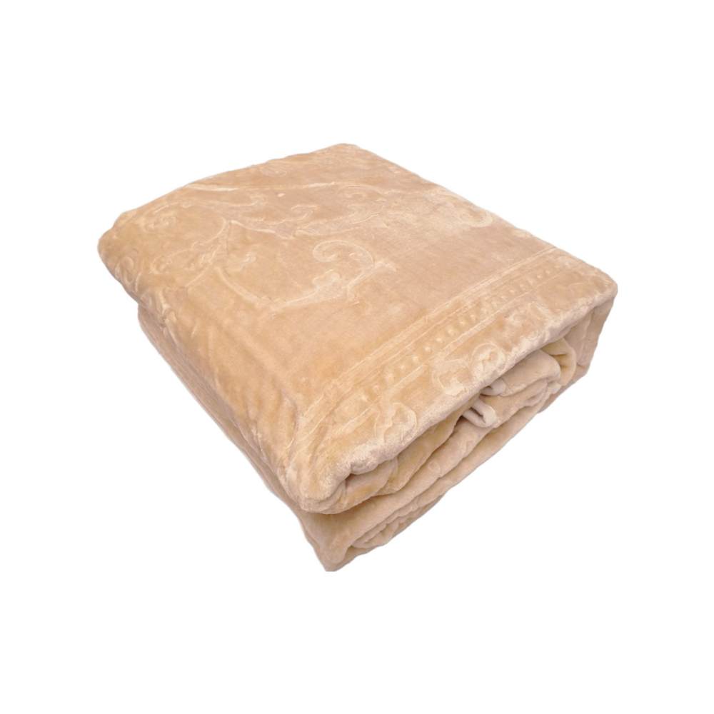 Beau Maison Embossed Uni Blanket Cappuccino 220 x 240 cm | Heavy Quality