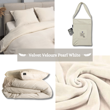Beau Maison Fluwelen Dekbedovertrek Parelwit Velvet/Velours