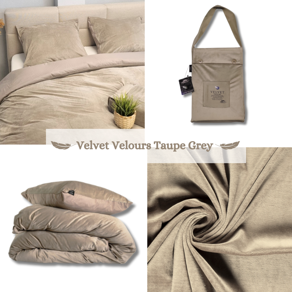 Beau Maison Dekbedovertrek Taupe-Grijs Velvet/Velours