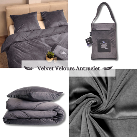 Beau Maison Fluwelen Dekbedovertrek Antraciet-Donkergrijs Velvet/Velours