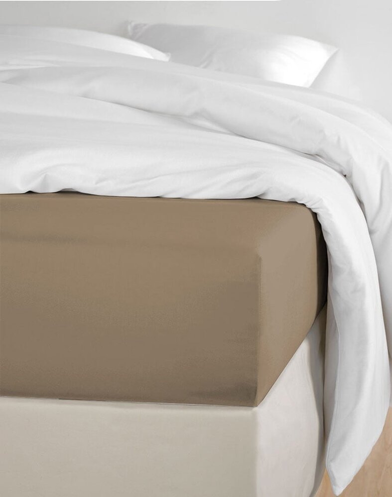 Beau Maison Cotton Fitted Sheet Taupe - Luxurious Comfort in Earthy Tone with Sustainable Packaging & OEKO-TEX Certification