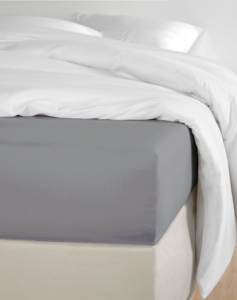 Beau Maison Cotton Fitted Sheet Grey - Sleek, Modern Look with Sustainable Packaging & OEKO-TEX Certification Beau Maison Cotton Fitted Sheet Grey - Sleek, Modern Look with Sustainable Packaging & OEKO-TEX Certification