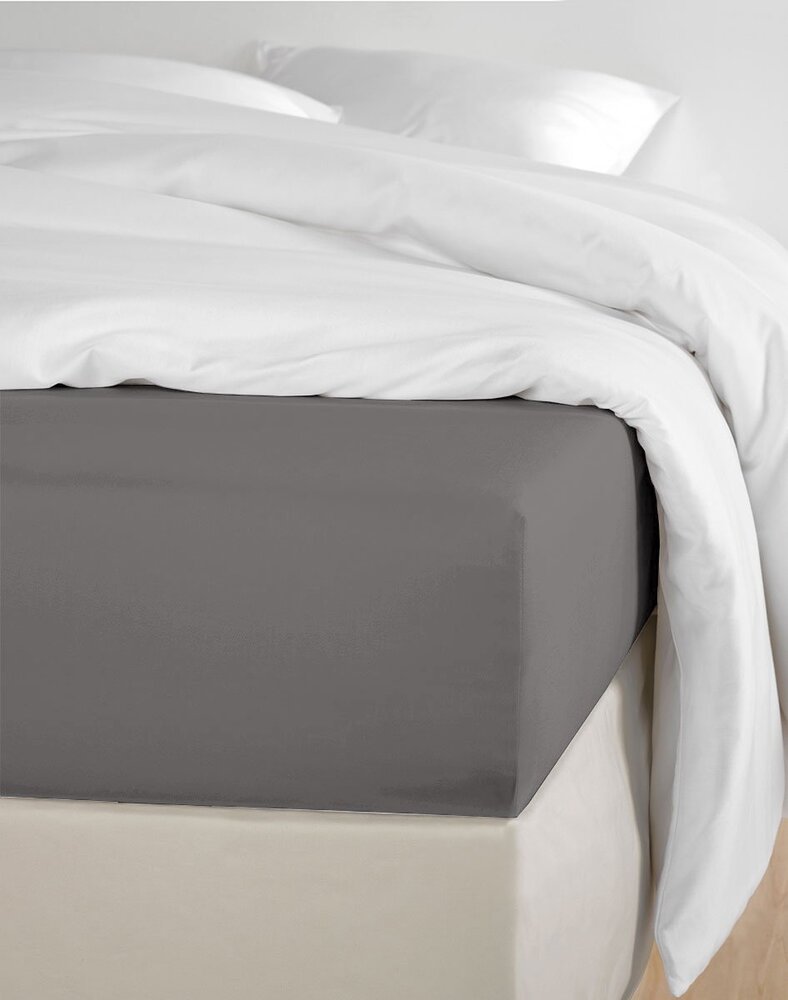 Beau Maison Cotton Fitted Sheet Anthracite - Deep, Stylish Color with Sustainable Packaging & OEKO-TEX Certification