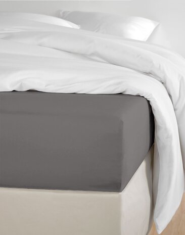 Beau Maison Cotton Fitted Sheet Anthracite - Deep, Stylish Color with Sustainable Packaging & OEKO-TEX Certification