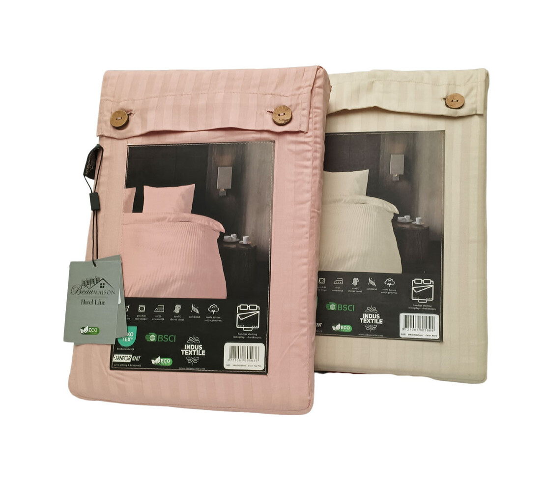 Beau Maison Cotton Satin Duvet Cover Hotel Line Tea Pink