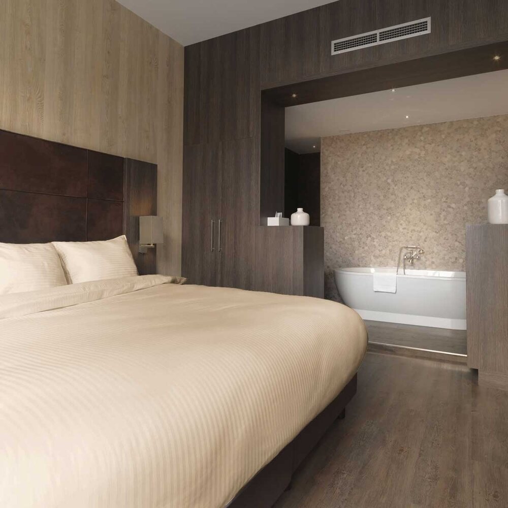 Beau Maison Bettbezug aus Baumwollsatin Hotel Line Sand