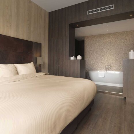 Beau Maison Bettbezug aus Baumwollsatin Hotel Line Sand