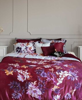 Stock Duvet cover Cotton Satin Floral Vine Red & White - Duvet cover 240x220