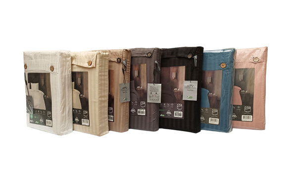 Beau Maison Bettbezug aus Baumwollsatin Hotel Line Taupe Green