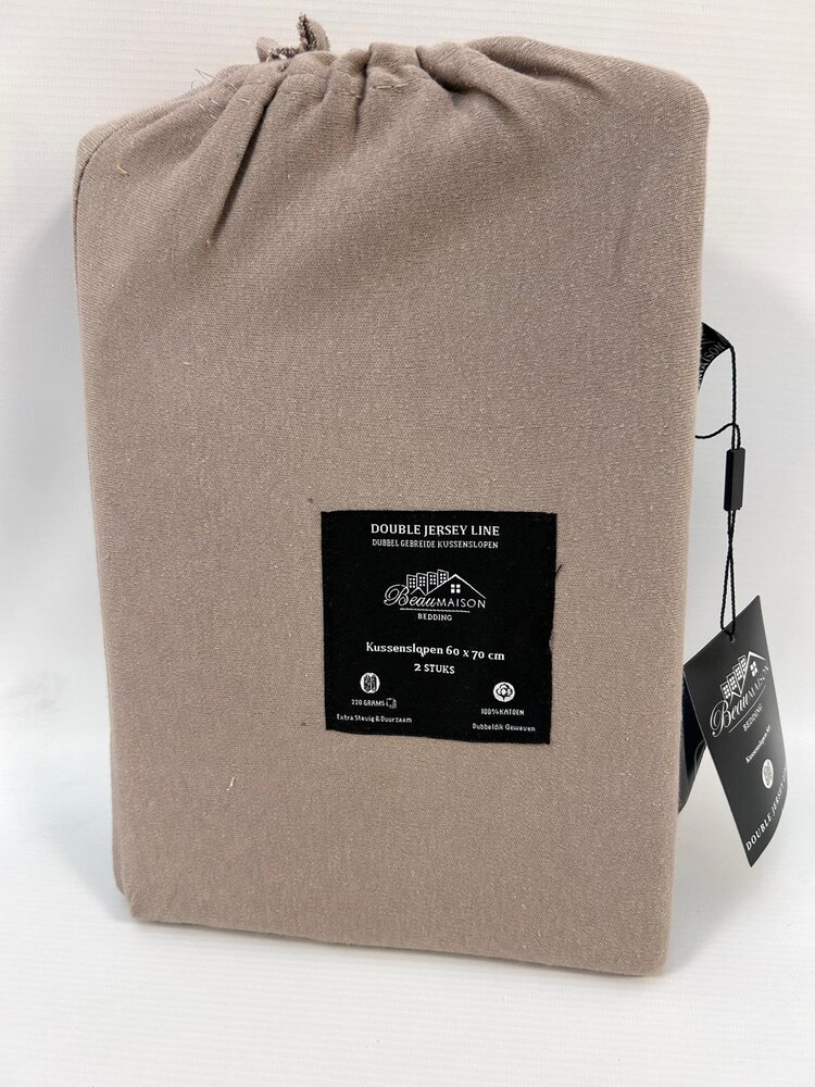 Beau Maison Dubbel Jersey Kussenslopen 60x70 cm Taupe Grey - Set van 2