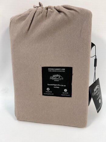Beau Maison Dubbel Jersey Kussenslopen 60x70 cm Taupe Grey - Set van 2