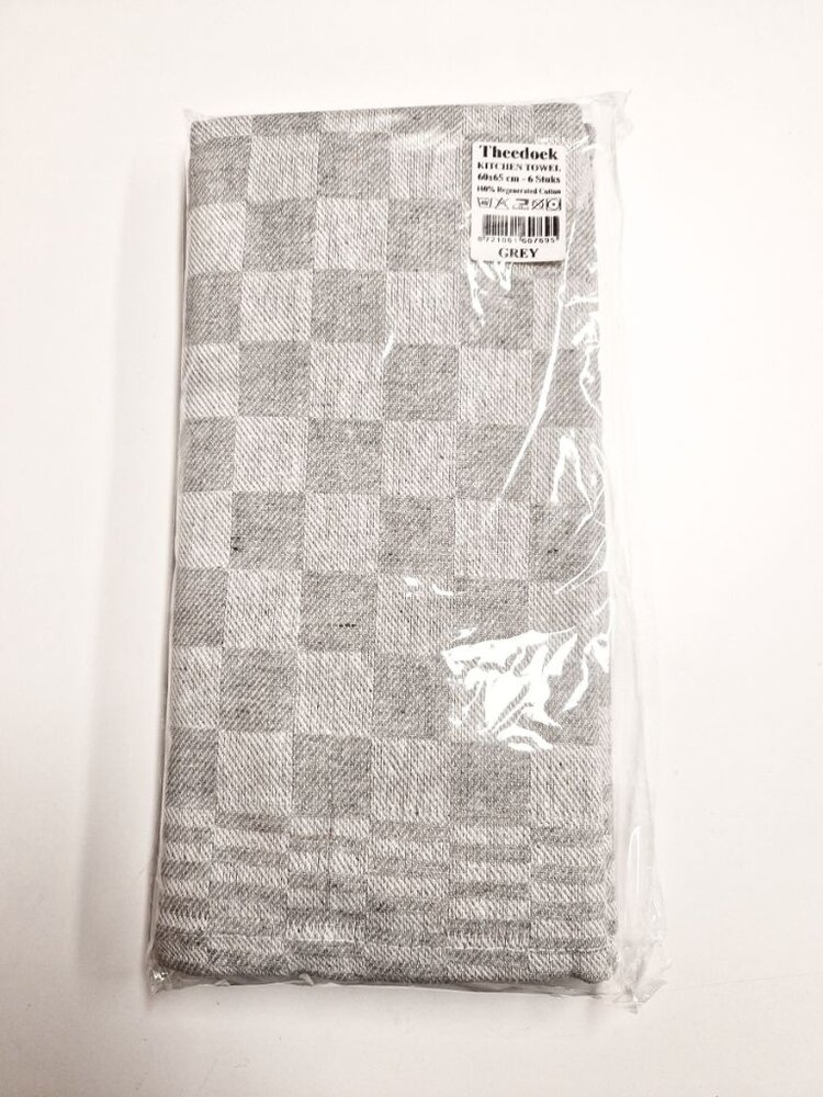 Beau Maison Kariertes Geschirrtuch Grau (6er-Set)