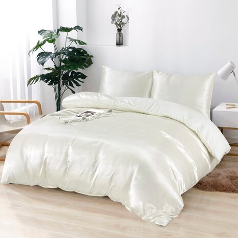 Beauty Silk Shiny Satin Duvet Cover Cream