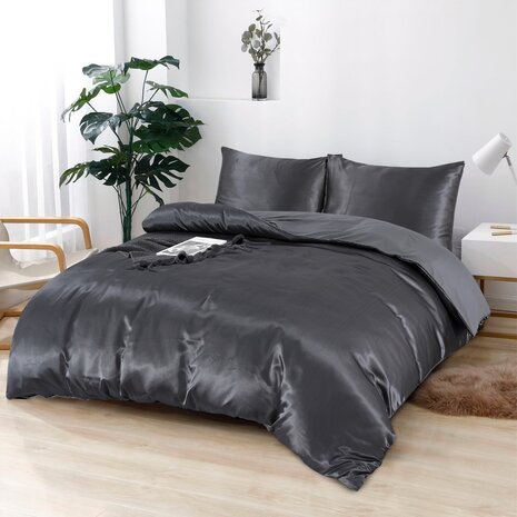Beauty Silk Shiny Satin Duvet Cover Anthracite