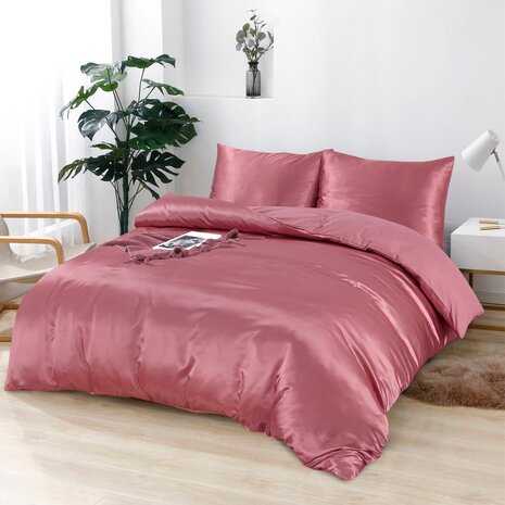 Beauty Silk Shiny Satin Duvet Cover Rose Wood