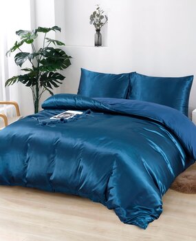 Beauty Silk Bettbezug Satin Petrolblau
