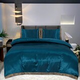 Beauty Silk Duvet cover Satin Lace Petrol Blue