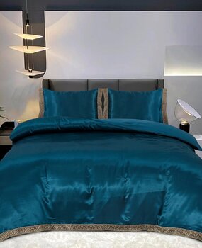 Beauty Silk Bettbezug Satin Lace Petrolblau