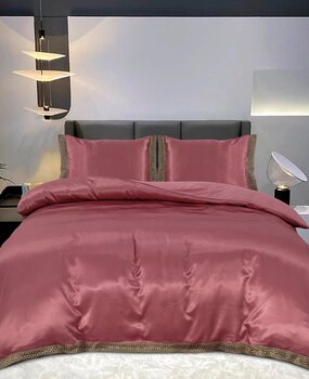 Beauty Silk Duvet cover Satin Lace Rosewood