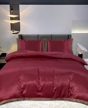 Beauty Silk Duvet cover Satin Lace Burgundy