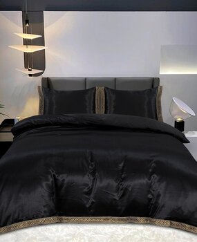 Beauty Silk Duvet cover Satin Lace Black