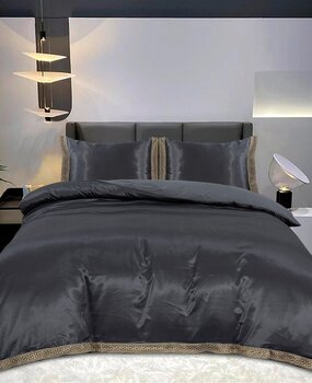 Beauty Silk Duvet cover Satin Lace Grey