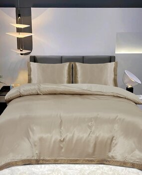 Beauty Silk Duvet cover Satin Lace Taupe Beauty Silk Duvet cover Satin Lace Taupe