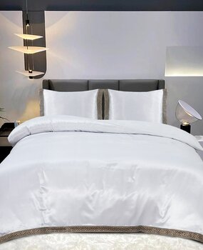 Beauty Silk Duvet cover Satin Lace White