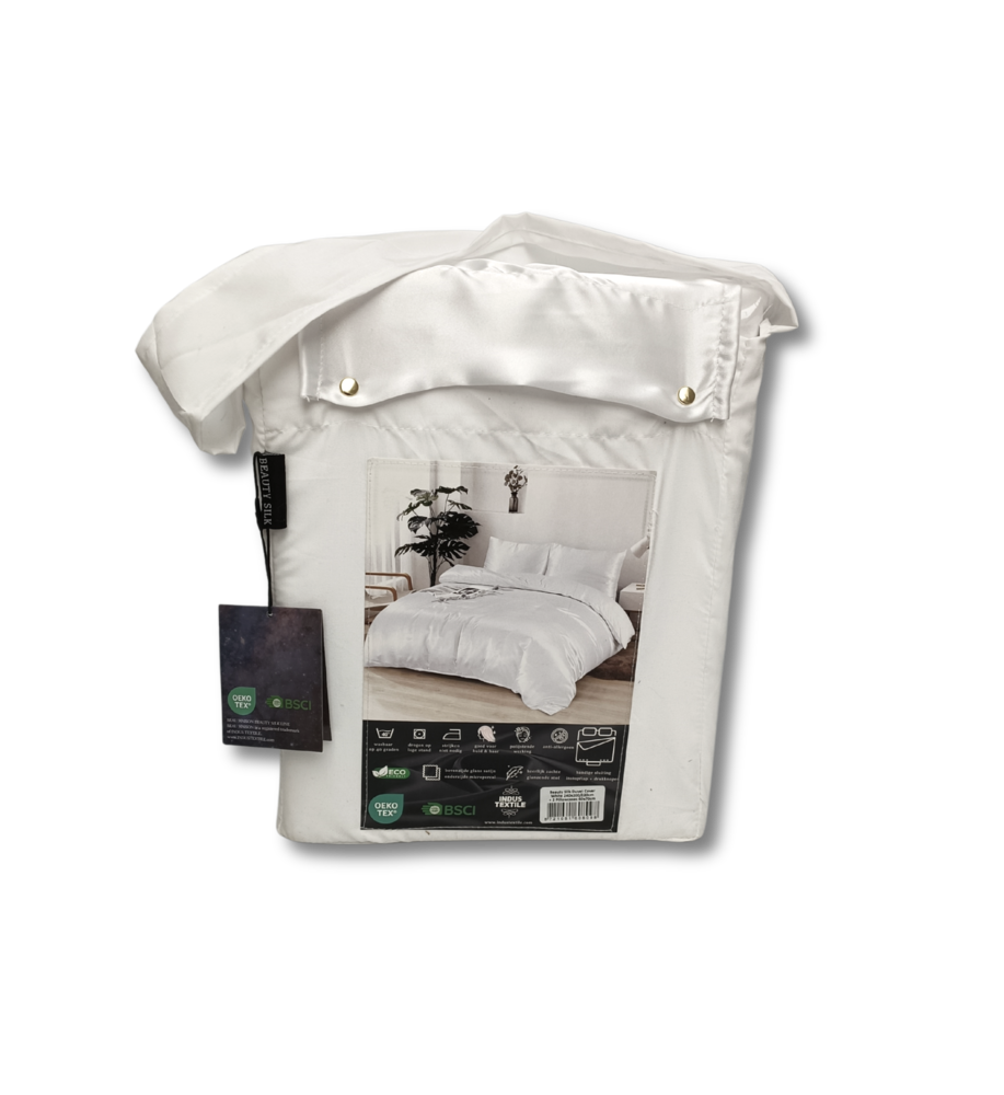 Beauty Silk Glanzend Satijnen Dekbedovertrek Wit Beauty Silk Glanzend Satijnen Dekbedovertrek Wit