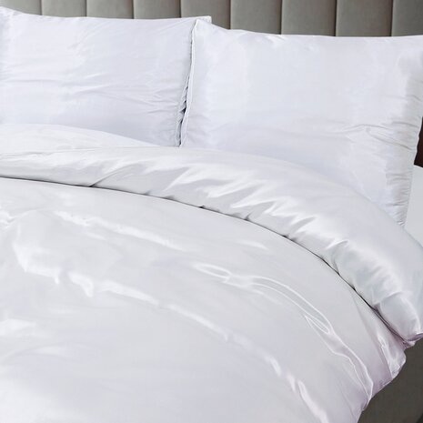 Beauty Silk Glänzender Satin Bettbezug Weiß
