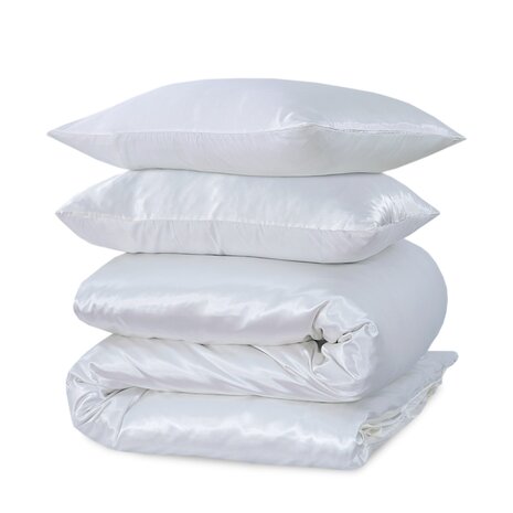 Beauty Silk Shiny Satin Duvet Cover White