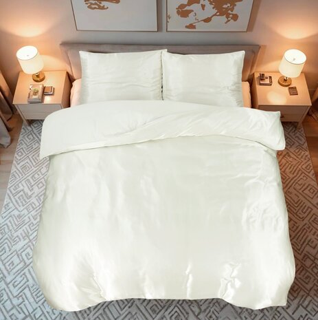 Beauty Silk Shiny Satin Duvet Cover Cream