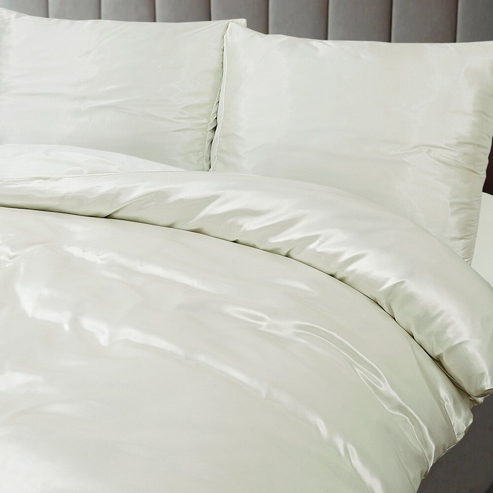Beauty Silk Shiny Satin Duvet Cover Cream