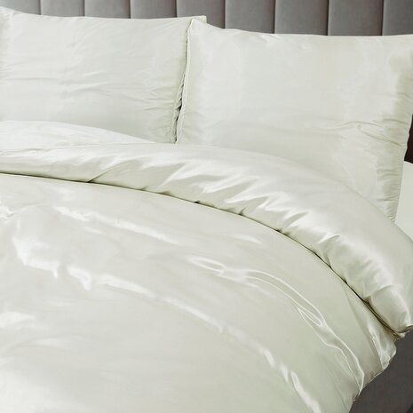 Beauty Silk Shiny Satin Duvet Cover Cream