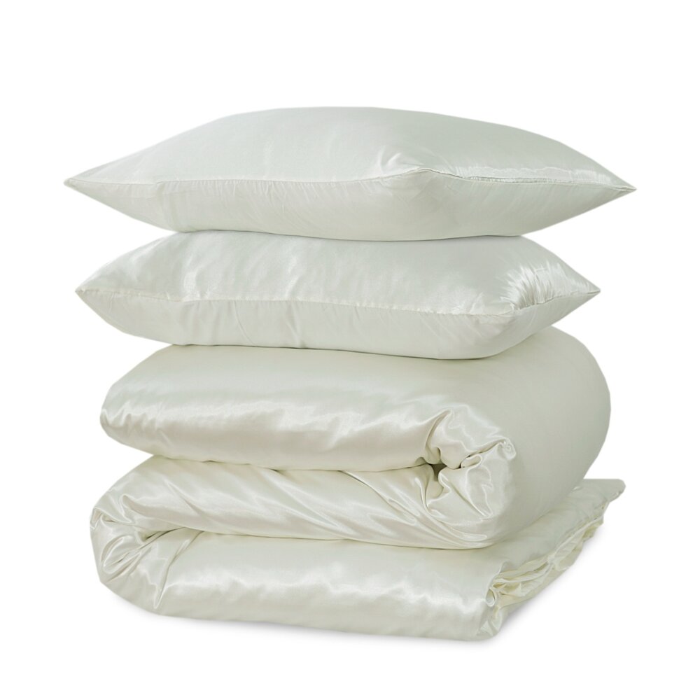 Beauty Silk Shiny Satin Duvet Cover Cream