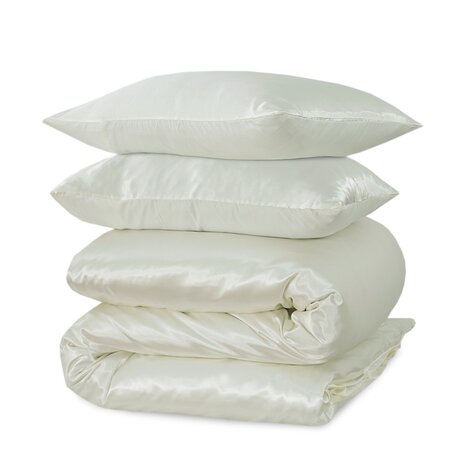 Beauty Silk Shiny Satin Duvet Cover Cream