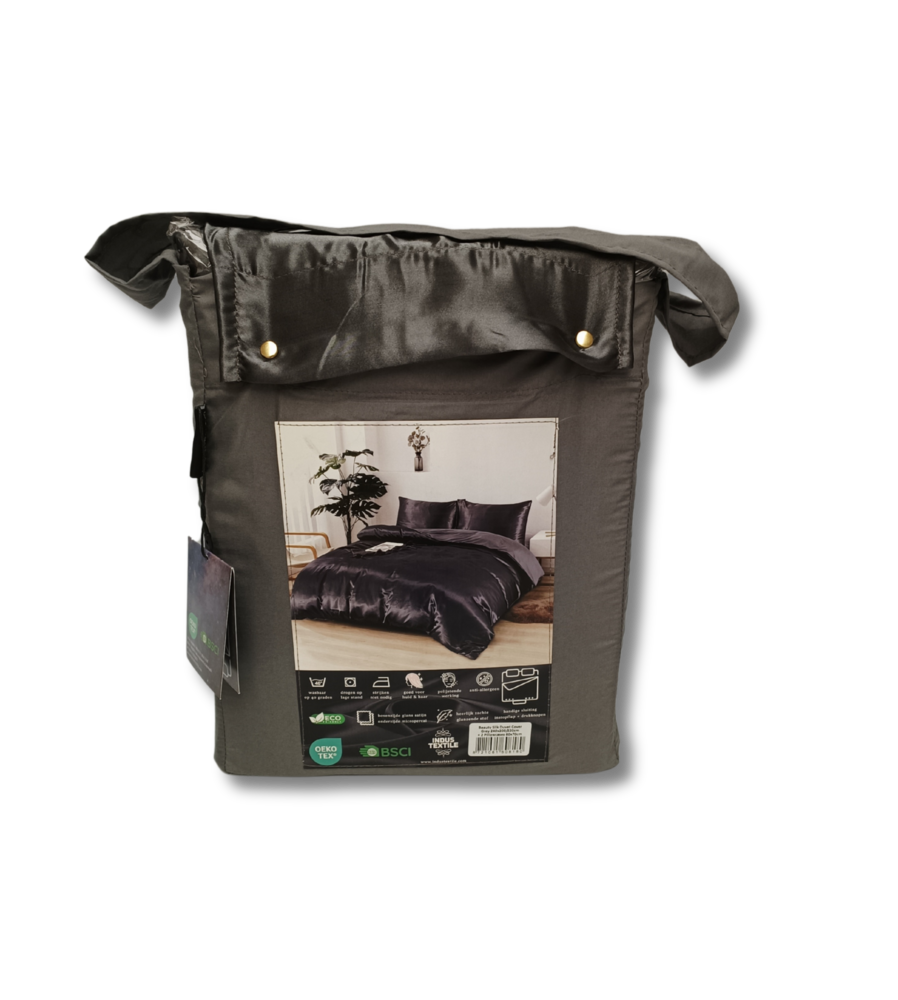 Beauty Silk Glänzender Satin-Bettbezug Anthrazit Beauty Silk Glänzender Satin-Bettbezug Anthrazit