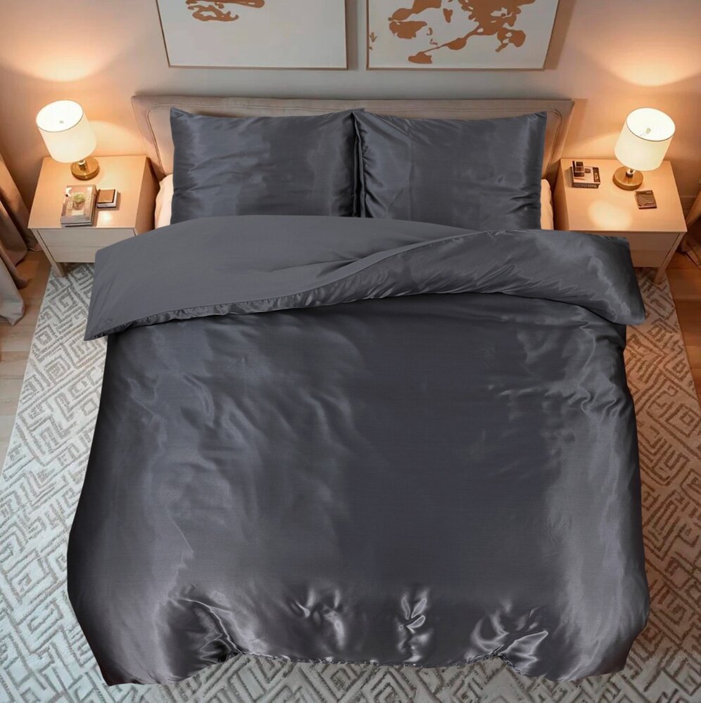 Beauty Silk Shiny Satin Duvet Cover Anthracite